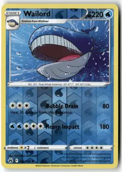 Wailord 032/159 Rare Crown Zenith Pokemon Reverse Holo Near Mint - Image 1