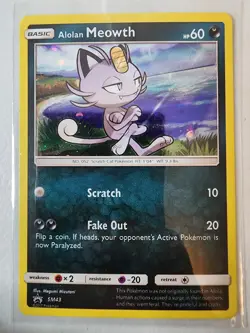 Pokemon TCG Alolan Meowth SM43 Black Star Promo Sun & Moon Pokemon - Image 1
