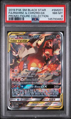 2019 Pokemon SM Black Star Promo Rshrm. & Chrzrd. GX #SM201 PSA 8 - Image 1
