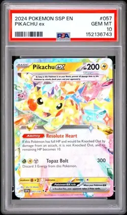 2024 Pokemon Surging Sparks - Pikachu Ex 057/191 - GEM MINT - PSA 10 - Image 1