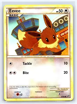Eevee 47/90 Common HGSS Undaunted Pokemon Moderately Played - Image 1