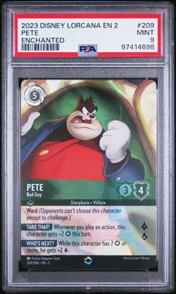 2023 DISNEY LORCANA EN 2-RISE OF THE FLOODBORN ENCHANTED PETE - BAD GUY PSA 9 - Image 1