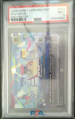 DISNEY LORCANA ENCHANTEDSHIMMERING SKIES BAD-ANON - VILLAIN SUPPORT CENTER PSA 9 - Image 1