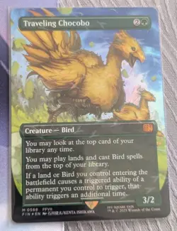 MtG Traveling Chocobo (Borderless) (Chocobo Track Foil) Final Fantasy Foil - Image 1