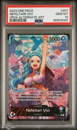 One Piece PSA 10 Nefeltari Vivi #OP04-001 Alternate Rare 2023 English - Image 2