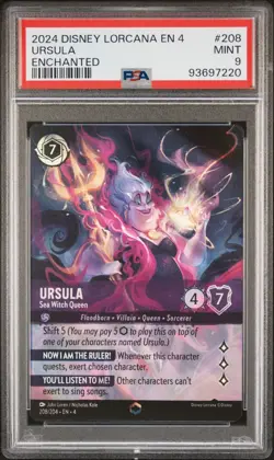 PSA 9 2024 Disney Lorcana EN 4 Ursula's Return Enchanted Ursula #208 - Image 2