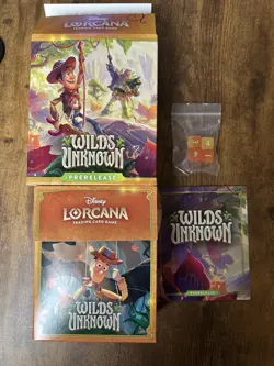 Empty Lorcana Wilds Unknown Prerelease Kit Box With Dice - Image 1