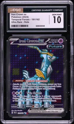 CGC 10 Iron Crown EX 191/162 Temporal Forces Full Art Secret Rare Pokemon Card - Image 1