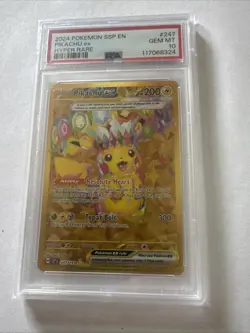 Pokemon Surging Sparks Pikachu EX 247/191 Gold Hyper Rare Full Art Holo PSA 10 - Image 1