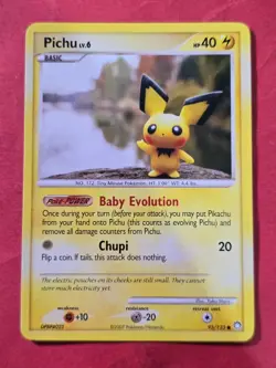 2007 Pokemon Diamond and Pearl Mysterious Treasures #93 Pichu, C, NF/H, cd1 - Image 1