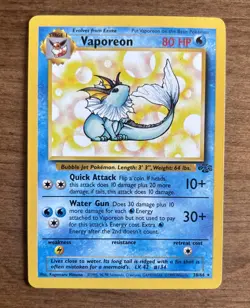 Vaporeon - Jungle - 28/64 - Rare Non Holo - NM - Pokemon Card - EN - WoTC 1999 - Image 1