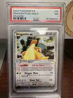 2003 POKEMON EX DRAGON #90 DRAGONITE EX-HOLO PSA 7 - Image 1