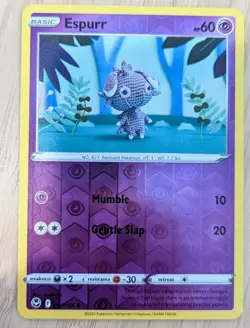 Pokemon TCG Espurr 81/195 Silver Tempest Reverse Holo Common NM - Image 1