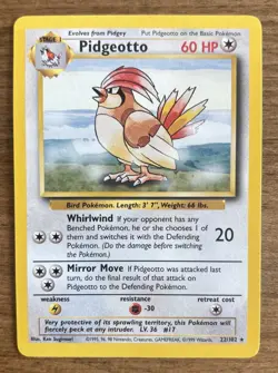 Pidgeotto - Base Set - 22/102 - Rare Non Holo - NM - Pokemon Card - EN - WoTC - Image 1