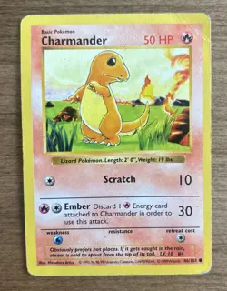 Charmander - Base Set - 46/102 - Common Shadowless - LP - Pokemon Card - WoTC - Image 1