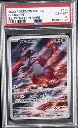 2023 POKEMON PAR EN-PARADOX RIFT ILLUSTRATION RARE #199 GROUDON PSA 10 - Image 1
