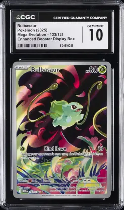 2025 POKEMON MEGA EVOLUTIONS ENHANCED BOOSTER IR #133 BULBASAUR CGC 10 GEM MINT - Image 1