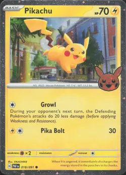 Pikachu 018/091 Holo Holo Rare Trick or Trade BOOster 2024 Pokemon Near Mint - Image 1