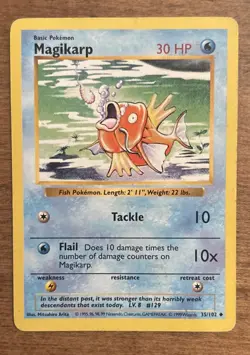 Magikarp - Base Set - 35/102 - Uncommon Shadowless - NM - Pokemon Card - WoTC - Image 1