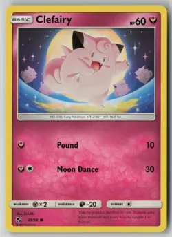 Clefairy 39/68 Pokemon TCG Sun Moon Hidden Fates Regular Card (Near Mint) NM 4 - Image 1