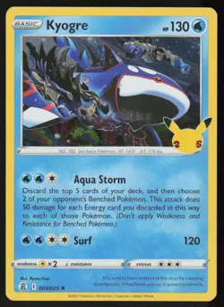 Kyogre 003/025 Rare Celebrations Pokemon Holo Lightly Played - Image 1
