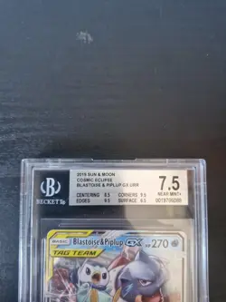 Blastoise & Piplup GX #38 Cosmic Eclipse becketts 7.5 graded Pokemon Card - Image 2