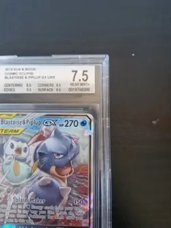Blastoise & Piplup GX #38 Cosmic Eclipse becketts 7.5 graded Pokemon Card - Image 4