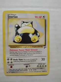 Pokemon Snorlax Rare Regular Basic 90HP 30/130 Base Set 2 ( Heavy Play ) - Image 1