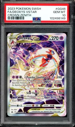 PSA 10 GEM MINT Deoxys VSTAR GG46/GG70 Alt Art Crown Zenith Pokemon - Image 1