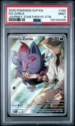 Pokemon TCG N's Zorua Journey Together Pokemon Center ETB PSA 9 - Image 1