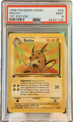1999 POKEMON FOSSIL #29 RAICHU 1ST EDITION PSA 9 MINT - Image 1