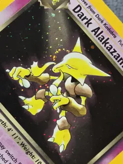 Dark Alakazam 1/82 Half Swirl Holo Rare Team Rocket Pokemon Unlimited Holo MP - Image 3