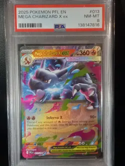 2025 POKEMON PFL EN-PHANTASMAL FLAMES #013 MEGA CHARIZARD X EX PSA 8 - Image 2