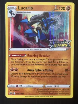 Pokemon Card - Lucario Brilliant Stars Promo SWSH186 Holo Stamped - Image 1