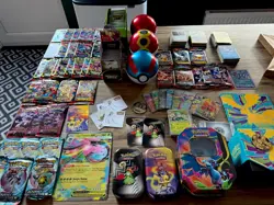 Pokemon TCG Job Lot Trading Card Game Cards Tins Stickers Pokeballs see desc - Image 1
