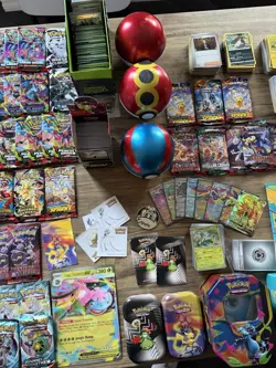 Pokemon TCG Job Lot Trading Card Game Cards Tins Stickers Pokeballs see desc - Image 2