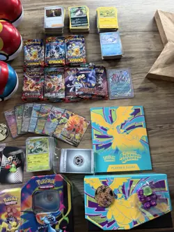 Pokemon TCG Job Lot Trading Card Game Cards Tins Stickers Pokeballs see desc - Image 4