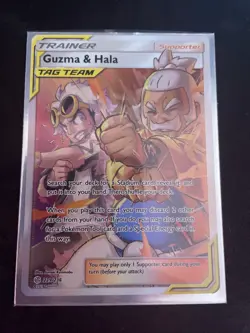 Pokemon Guzma Hala Trainer Card 229/236 Cosmic Eclipse Full Art - Image 1