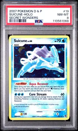 PSA 8 SUICUNE 19/132 | D&P Secret Wonders Holo Graded Pokemon Card - Image 1