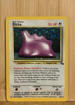 Pokemon Ditto Holo Fossil 3/62 Rare Vintage WOTC 1999 Holographic Card LP - Image 1