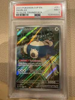 2023 Pokemon SVP EN-SV Black Star Promo Snorlax #051 151 Elite Trainer Box PSA 9 - Image 1