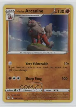 Hisuian Arcanine Holo Pokemon Sword & Shield Lost Origin #084 - Image 1