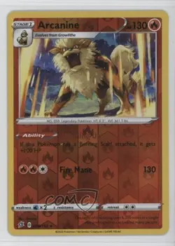 Arcanine Reverse Foil Pokemon Sword & Shield Rebel Clash #028 - Image 1