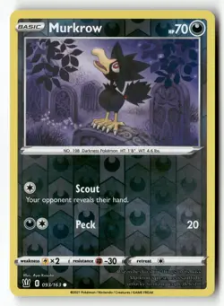 Murkrow 093/163 Common Battle Styles Pokemon Reverse Holo Near Mint - Image 1