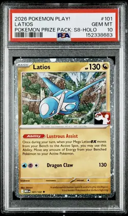 2026 POKEMON PLAY! POKEMON PRIZE PACK: SERIES 8 HOLO #101 LATIOS PSA 10 POP 10 - Image 1