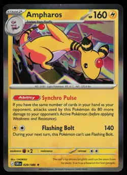 Ampharos 029/086 Rare Chaos Rising Pokemon Holo Near Mint - Image 1