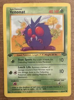 Venonat - 1st Edition Jungle - 63/64 - Common - LP - Pokemon Cards - EN - WoTC - Image 1
