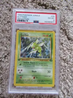 1999 POKEMON JUNGLE #26 SCYTHER FIRST EDITION PSA 6 - Image 1