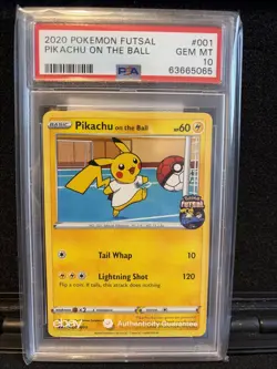 Pikachu On The Ball Pokemon 2020 Futsal Promo Uk Exclusive 001/005 PSA 10 - Image 1