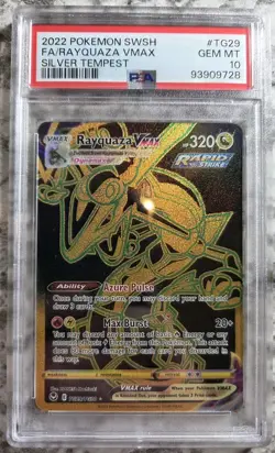 Pokemon TCG Rayquaza VMAX Secret Rare TG29/TG30 Silver Tempest PSA 10 2022 - Image 1